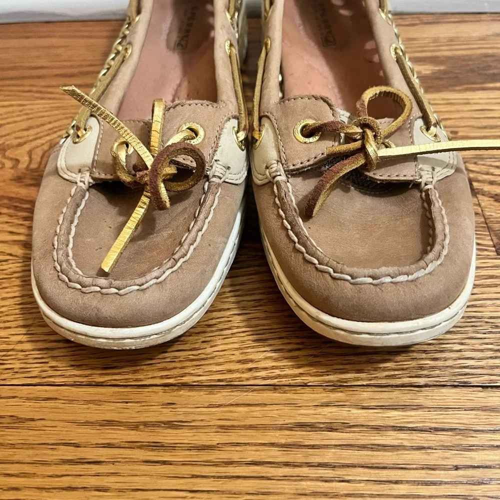 Sperry Top-Sider Angelfish Cane Leather Gold Beach Boat Deck Shoes Sz 7 #9432212